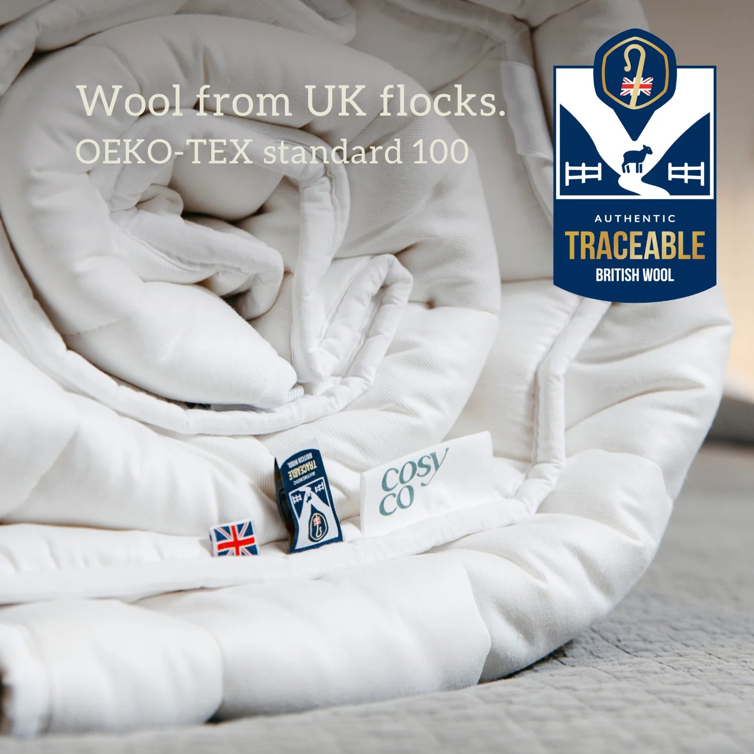 Natural Wool Duvet - Made in UK - British Wool 100% cotton natural local ethical duvet healthiest hypoallergenic anti dust mite temperature regulating