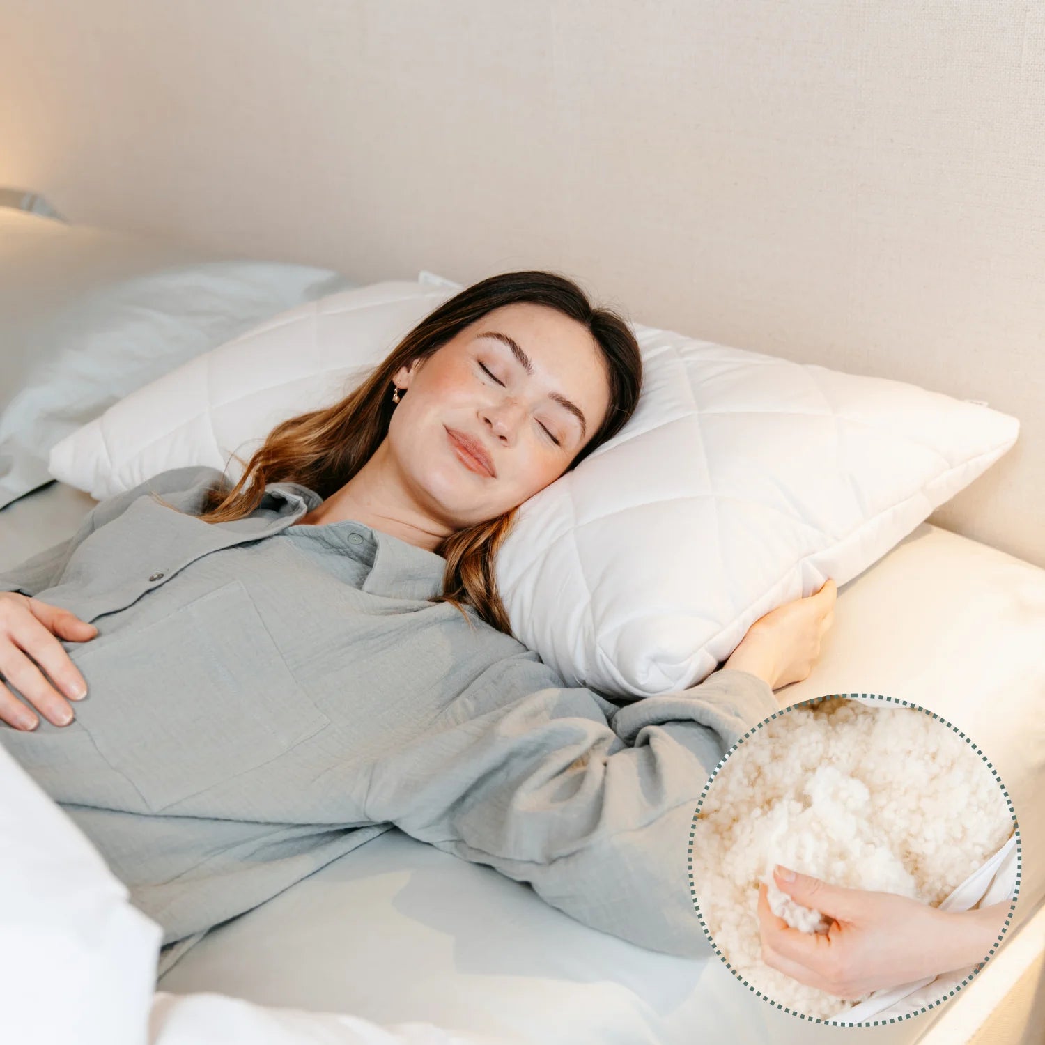 Handcrafted in the UK using organic British wool and 100% cotton cover (both OEKO-TEX standard 100), this pillow offers comfort and sustainability. Add the optional quilted cover for extra cosiness.