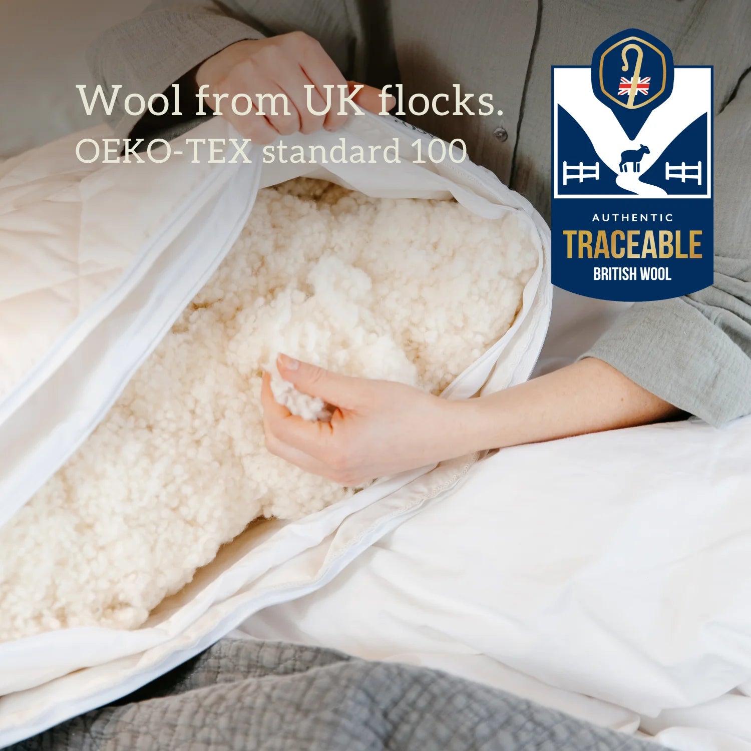 Handcrafted in the UK using organic British wool and 100% cotton cover (both OEKO-TEX standard 100), this pillow offers comfort and sustainability. Add the optional quilted cover for extra cosiness.