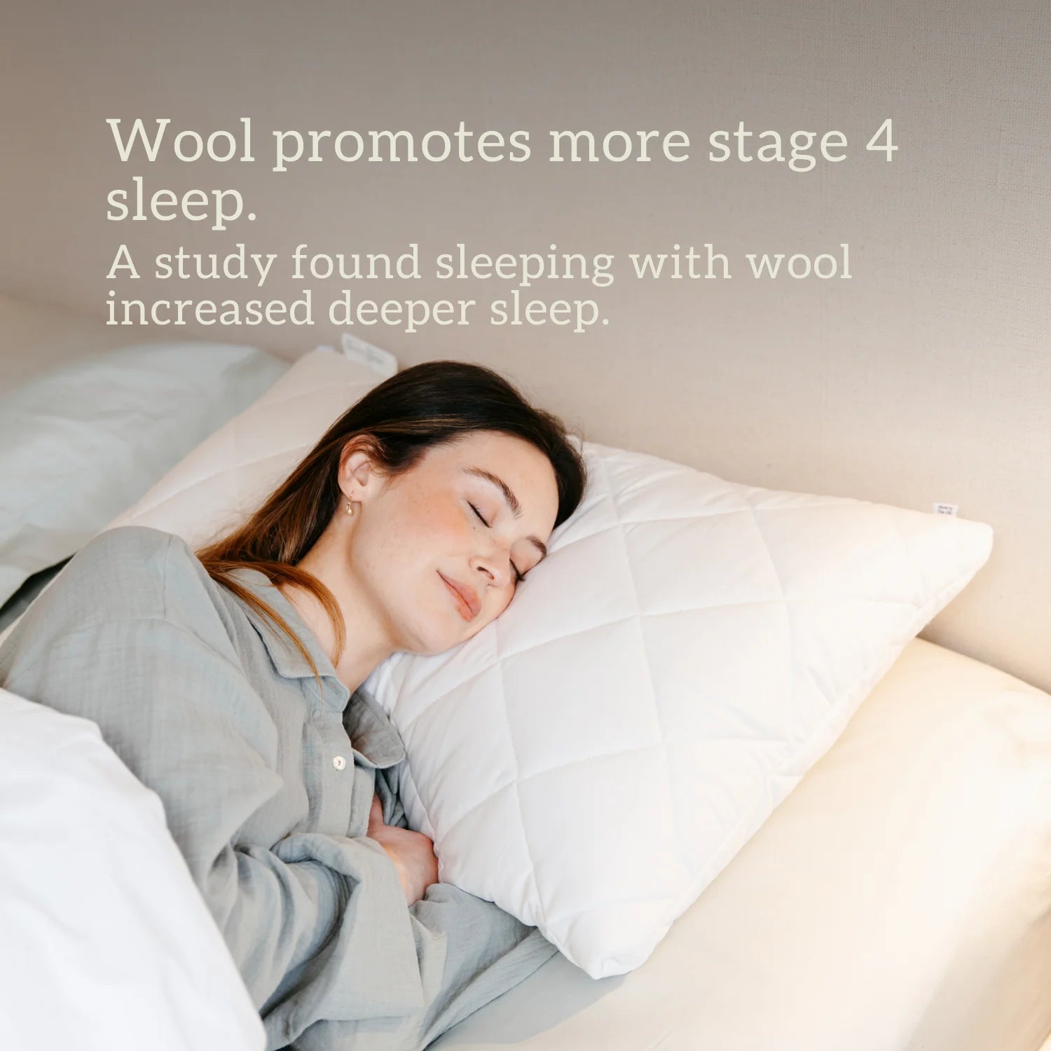 Handcrafted in the UK using organic British wool and 100% cotton cover (both OEKO-TEX standard 100), this pillow offers comfort and sustainability. Add the optional quilted cover for extra cosiness. Wool promotes more stage 4 sleep.