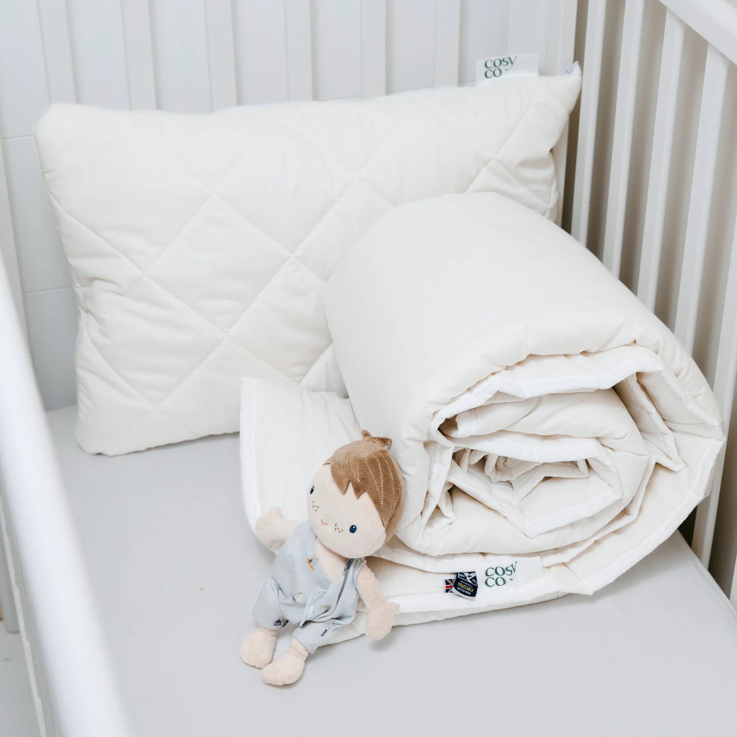 Cot Bed Duvet & Pillow Set - British wool 120x150cm