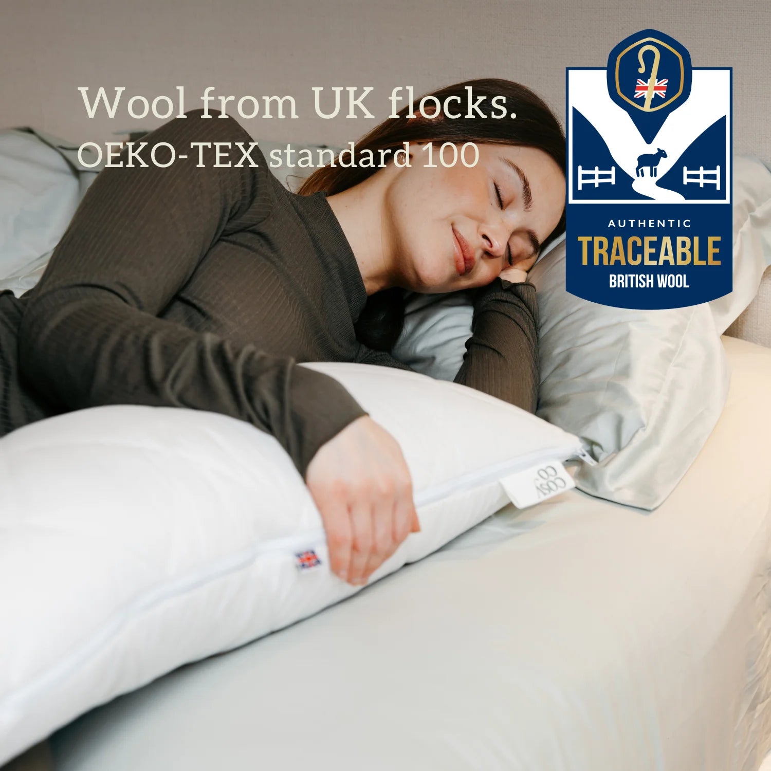 Organic British Wool V shaped Pillow - Wool from UK flocks. OEKO-TEX standard 100