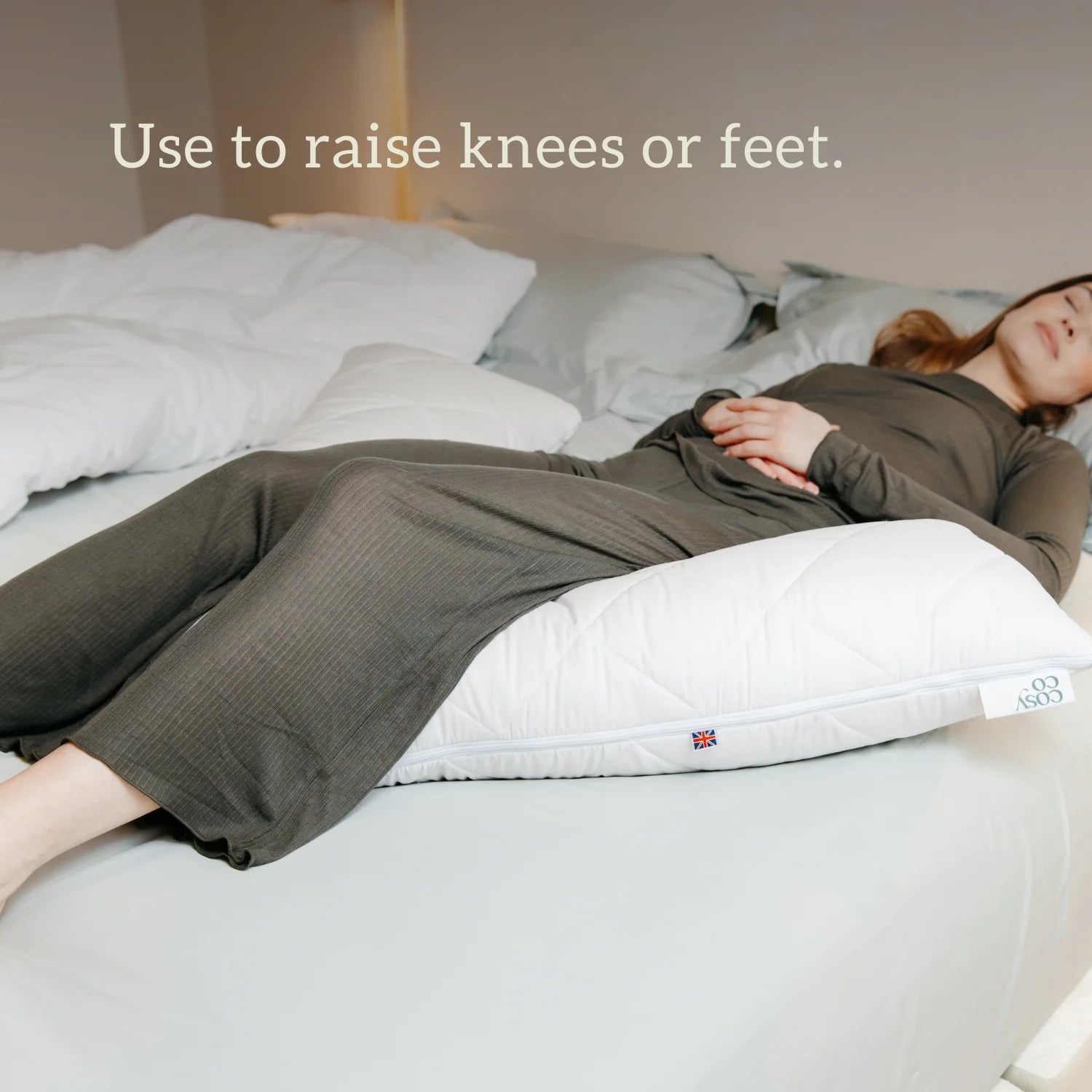 Organic British Wool V shaped Pillow - Use to raise knees or feet.