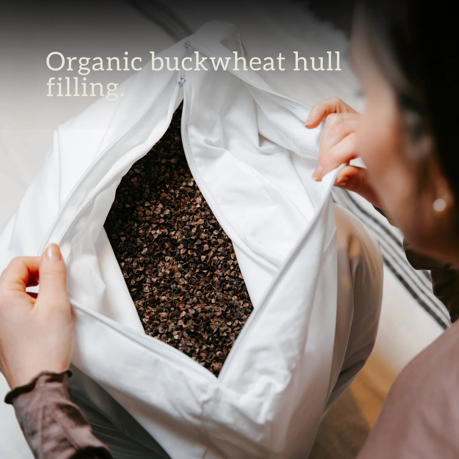 Organic Buckwheat Pillow 2 white covers 100% cotton made in the UK