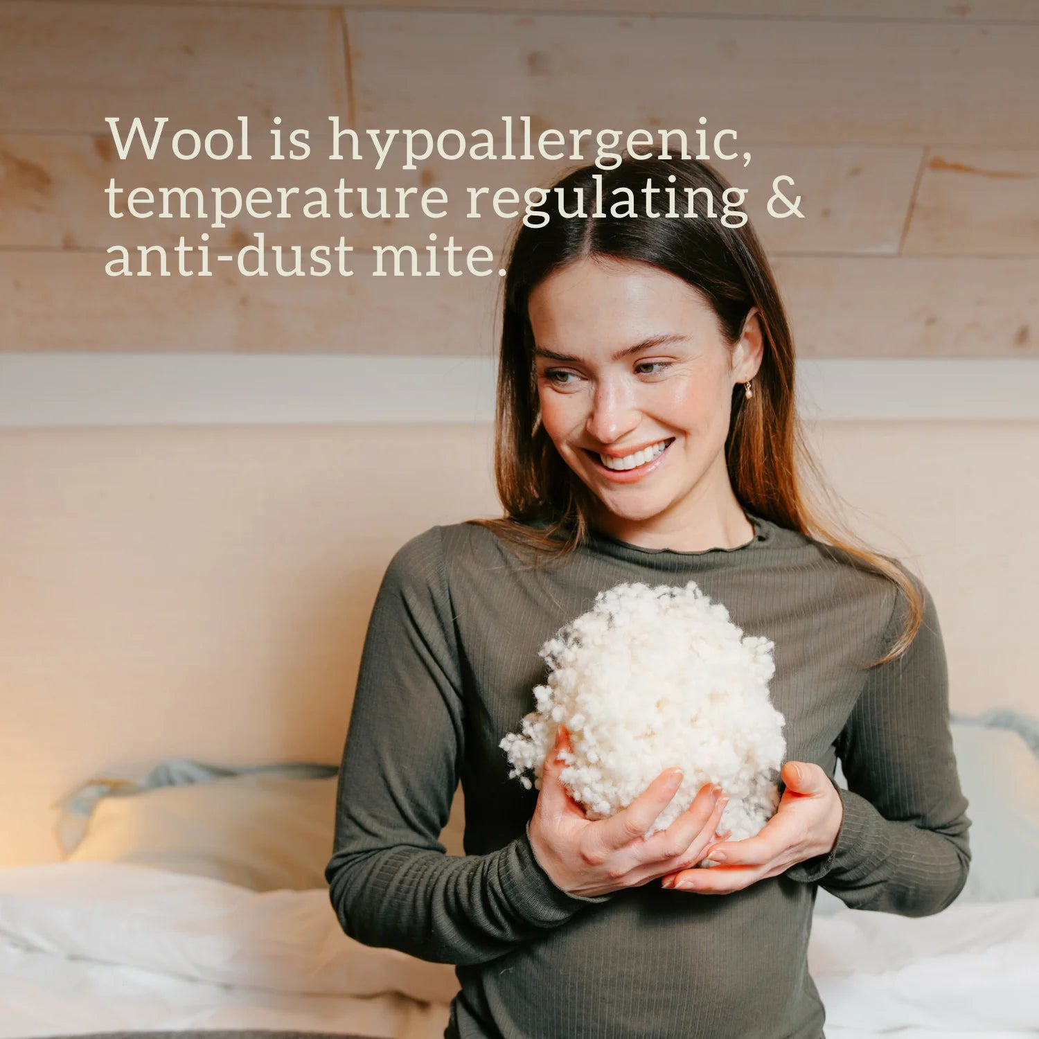Organic Wool Bed Wedge hypoallergenic temperature regulating and anti-dust mite