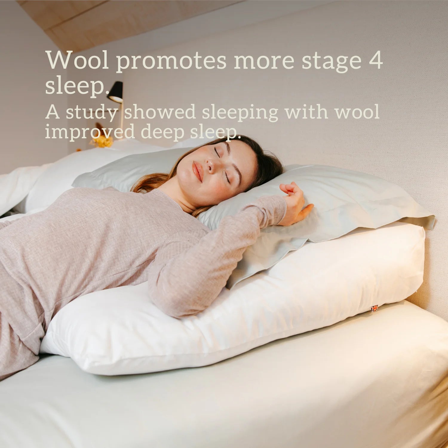 Organic Wool Bed Wedge wool promotes deeper sleep.