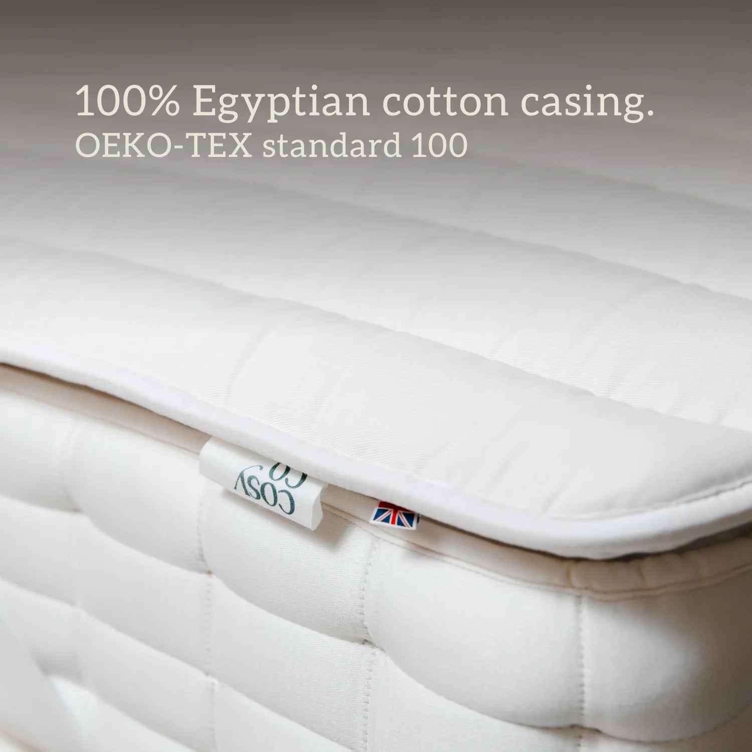 British Wool Mattress Topper - 100% Egyptian Cotton Handmade in the UK 100% Egyptian cotton casing. OEKO-TEX standard 100