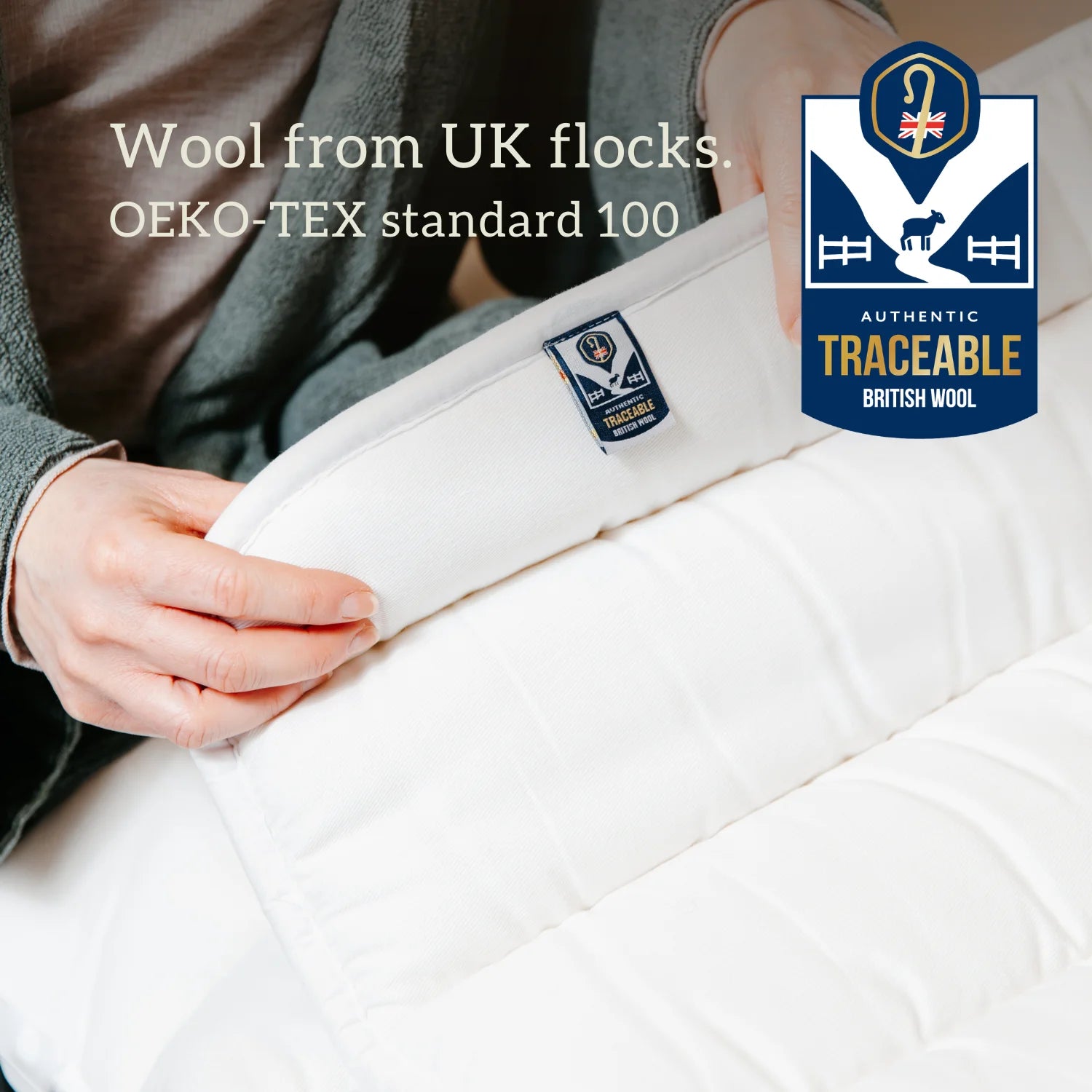 British Wool Mattress Topper - 100% Egyptian Cotton Handmade in the UK Wool from UK flocks. OEKO-TEX standard 100