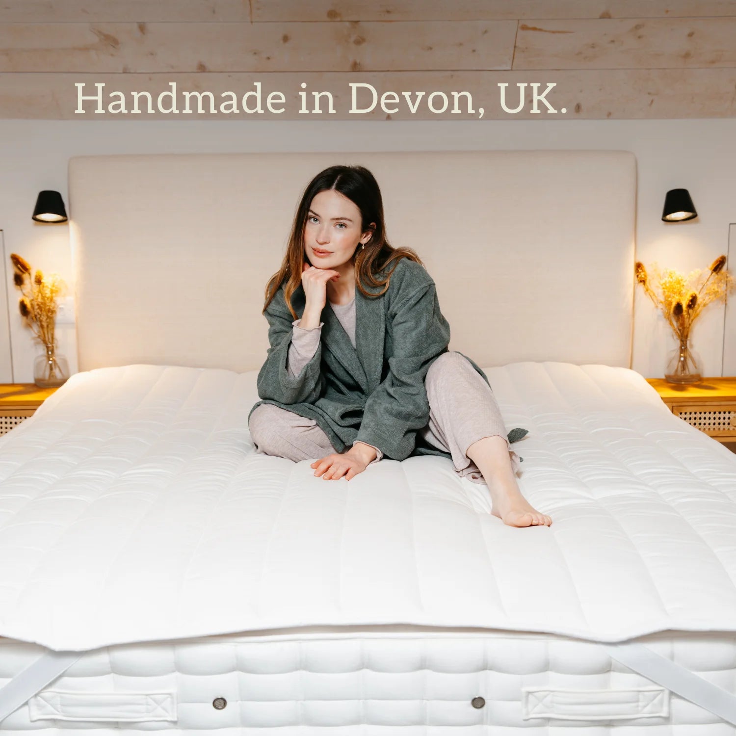 British Wool Mattress Topper - 100% Egyptian Cotton Handmade in the UK Handmade in Devon, UK.