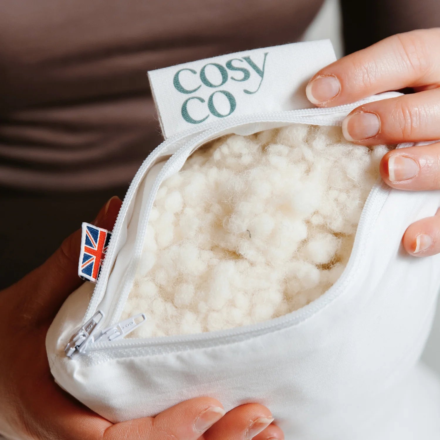 British wool 100% cotton cover CosyCo made in the UK