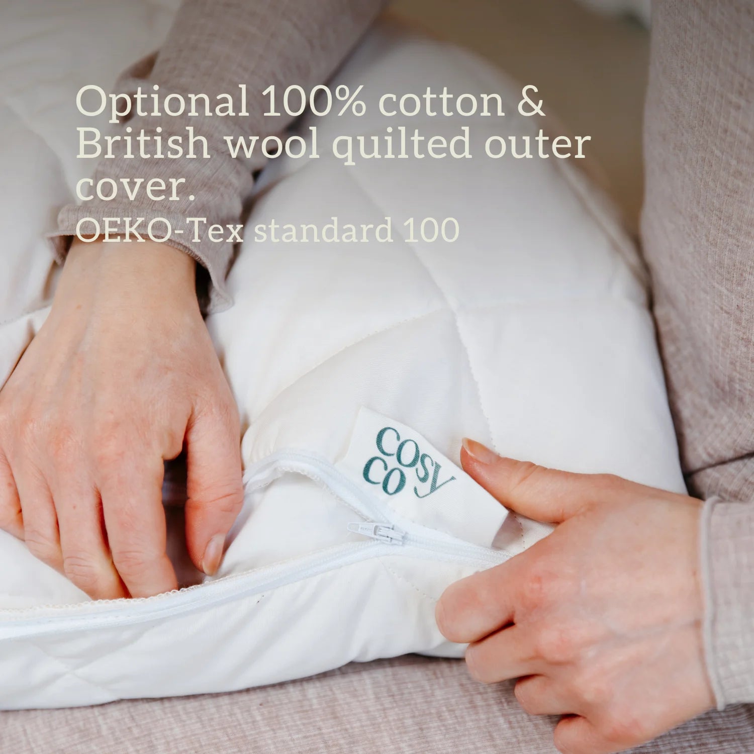Organic Millet Pillow - 100% cotton Cover handmade in the UK no Plastic Optional 100% cotton & British wool quilted cover.