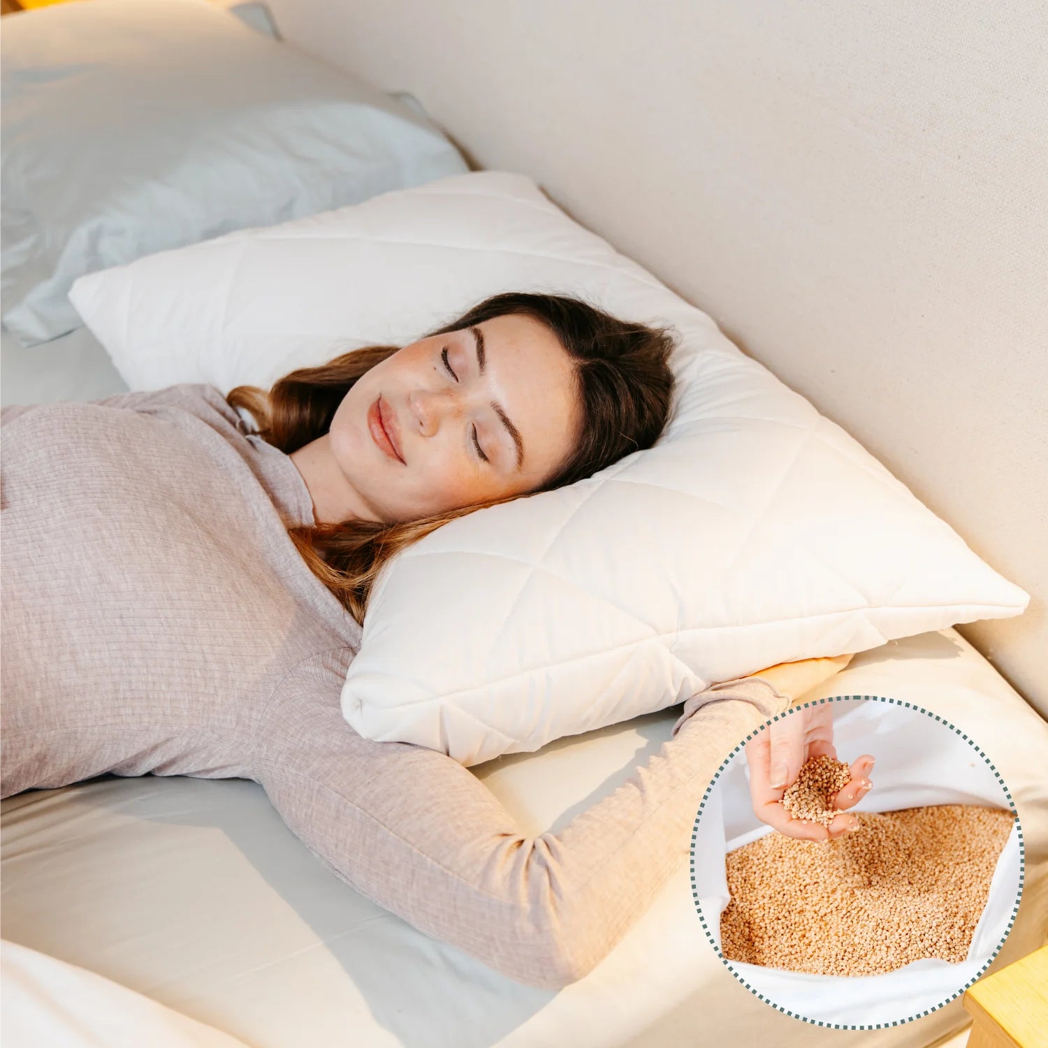 Organic Millet Pillow - 100% cotton Cover handmade in the UK no Plastic