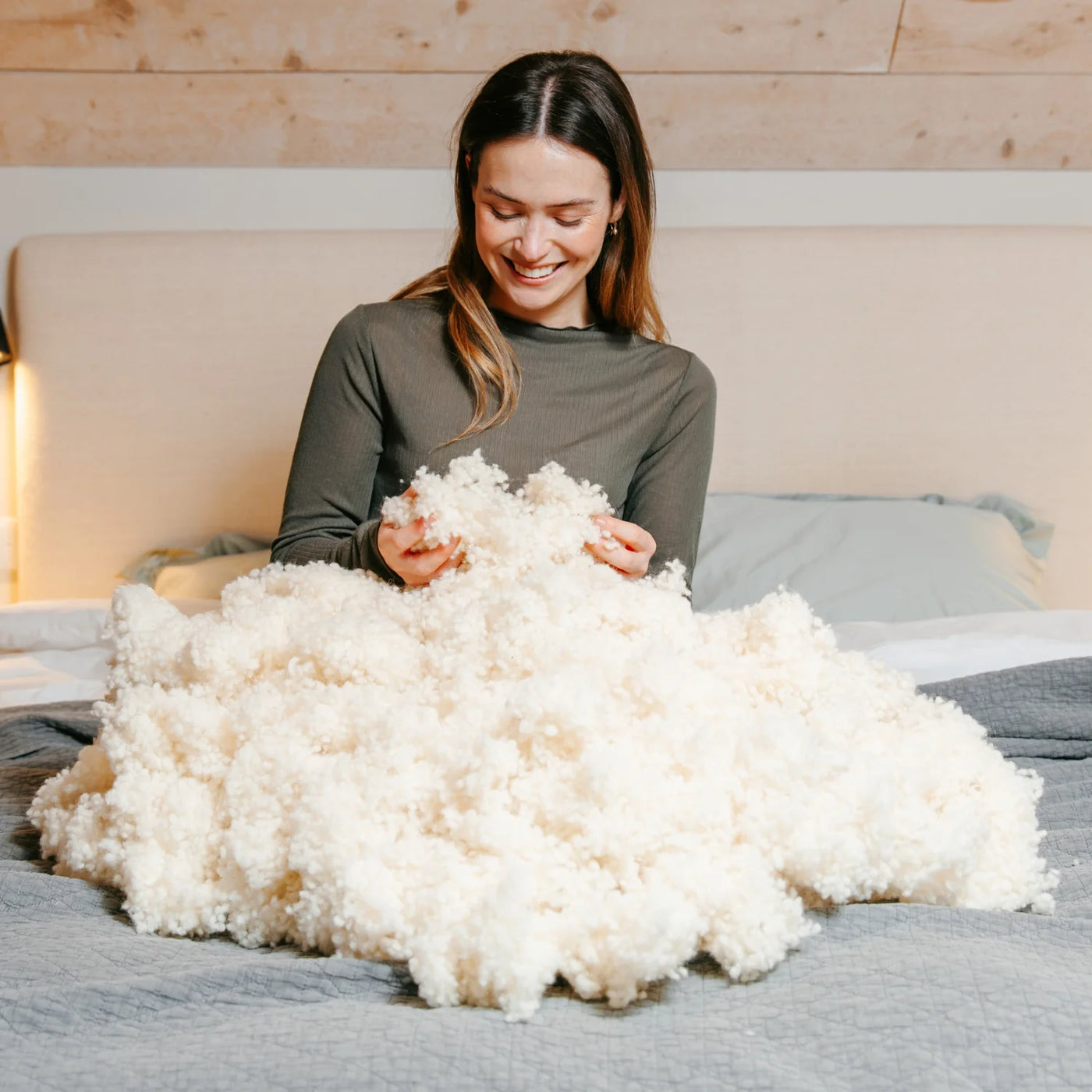 1kg Organic British Wool Balls pillow