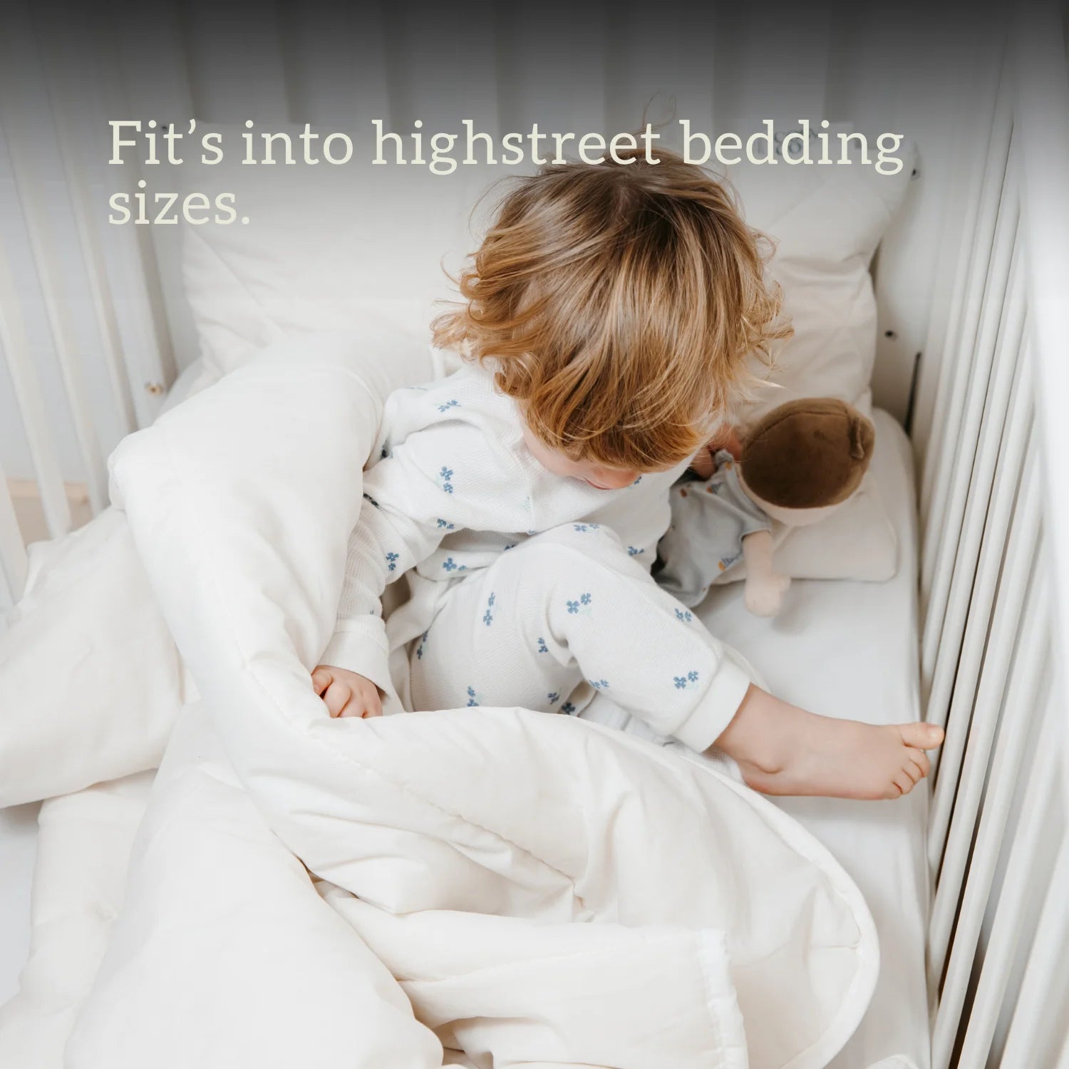 Cot Bed Duvet & Pillow Set - British wool 120x150cm 100% cotton locally made UK hypoallergenic, temperature regulating