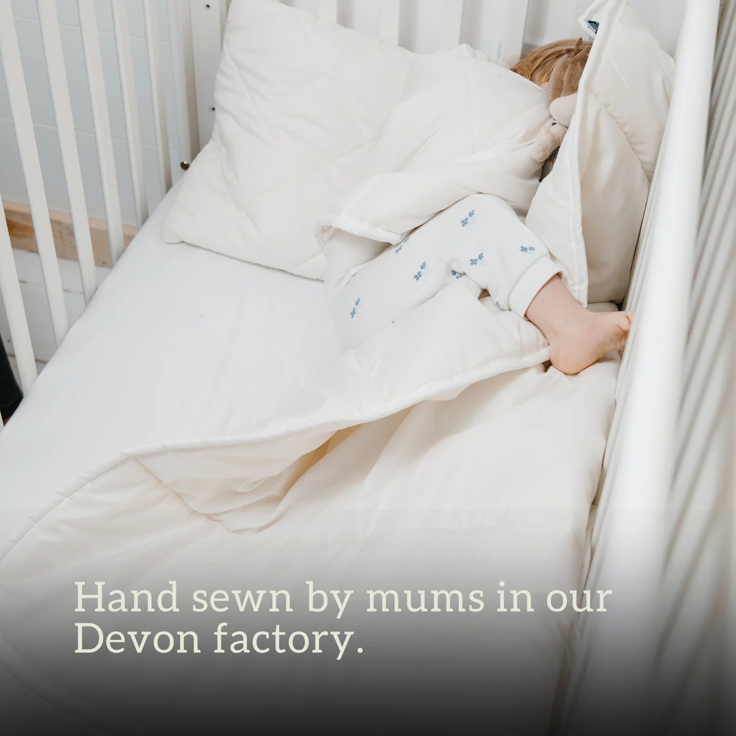Cot Bed Duvet & Pillow Set - British wool 120x150cm 100% cotton locally made UK hypoallergenic, temperature regulating