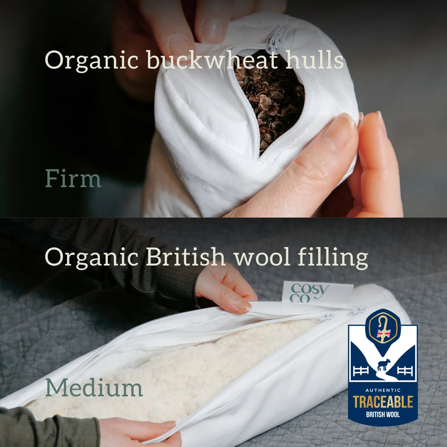 Neck Roll Pillow - Organic Wool or Buckwheat