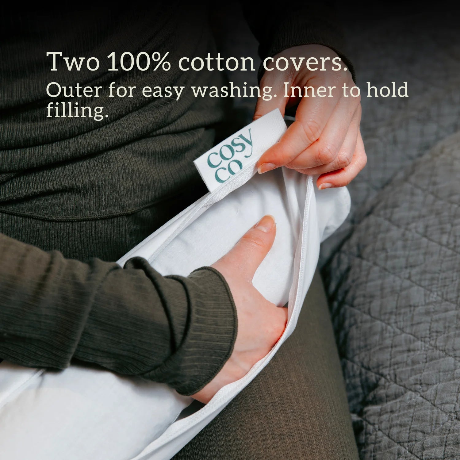 Neck Roll Pillow - Organic Wool or Buckwheat two covers for easy washing