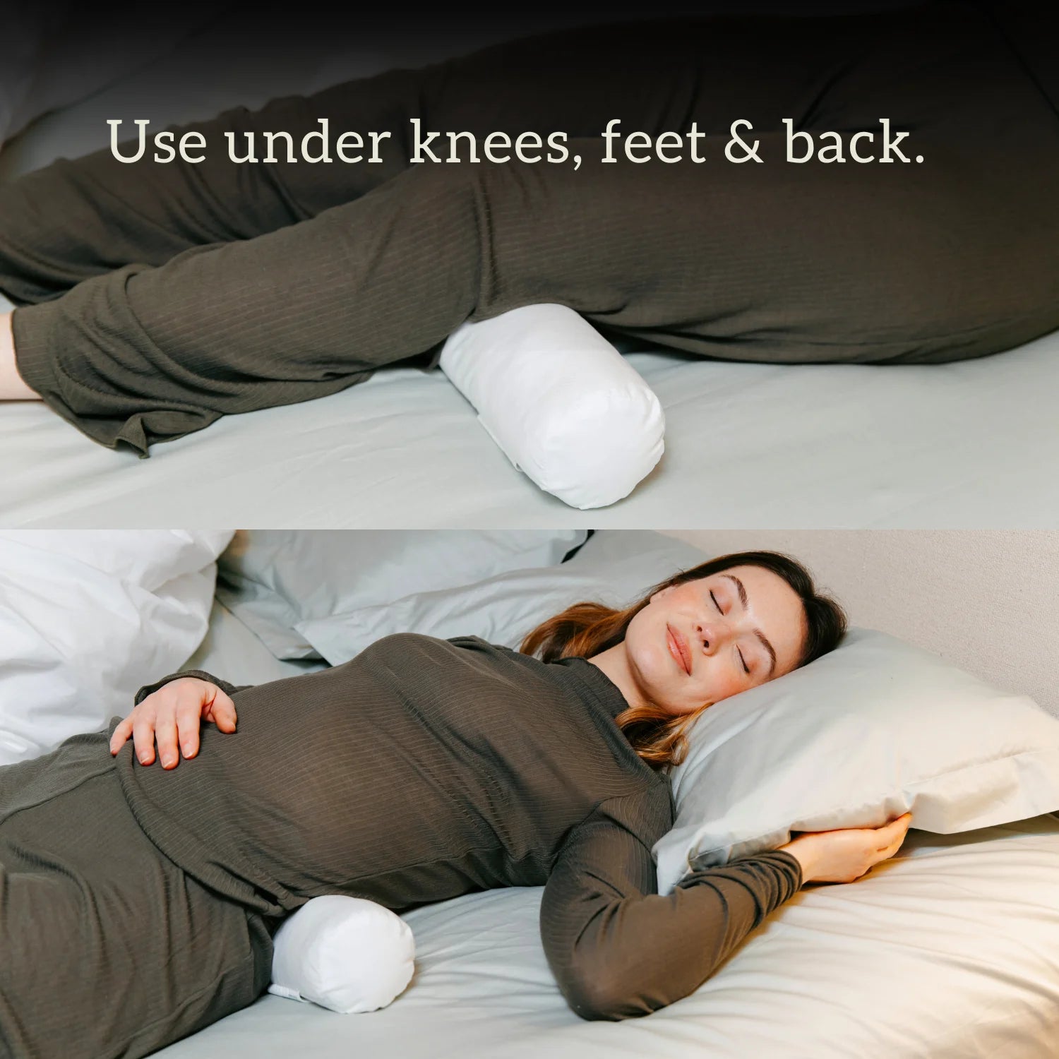 Neck Roll Pillow - Organic Wool or Buckwheat pillow for under knees, feet & back